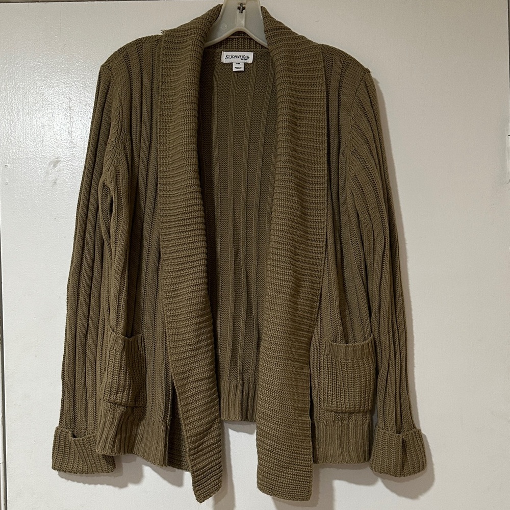 St. John's Bay Olive Ribbed Cardigan